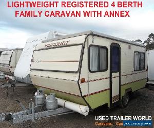 REGISTERED 4 BERTH LIGHTWEIGHT FAMILY CARAVAN WITH ANNEX. 14'6" SYDNEY