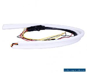 2x 60cm Flexible Soft Tube Guide Car LED Strip White DRL&Amber Turn Signal Light