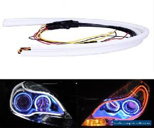 2x 60cm Flexible Soft Tube Guide Car LED Strip White DRL&Amber Turn Signal Light