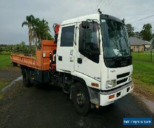 Isuzu frr 500 diesel crane tray crew cab service body truck dual cab